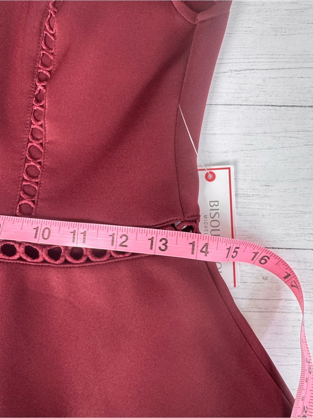 Bisou Bisou Michele Bohbot Burgundy Peplum Sheath Dress NWT Size 4 Cocktail - Picture 8 of 17